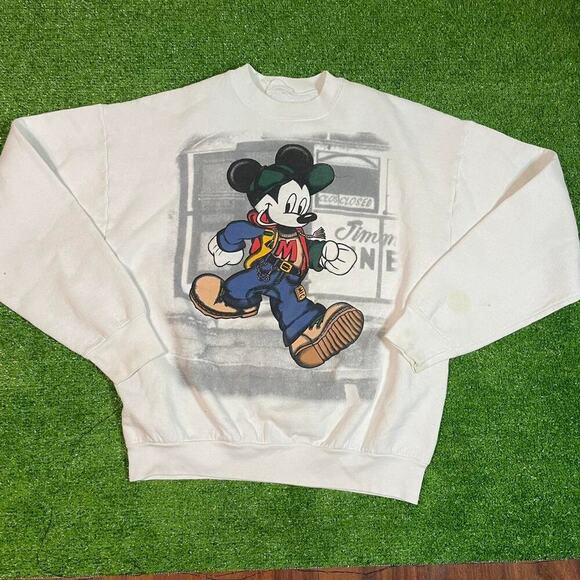 Vintage 90s‎ Disney Mickey Mouse White Crewneck Sweatshirt READ - Picture 1 of 7